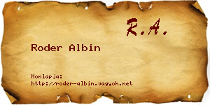 Roder Albin névjegykártya